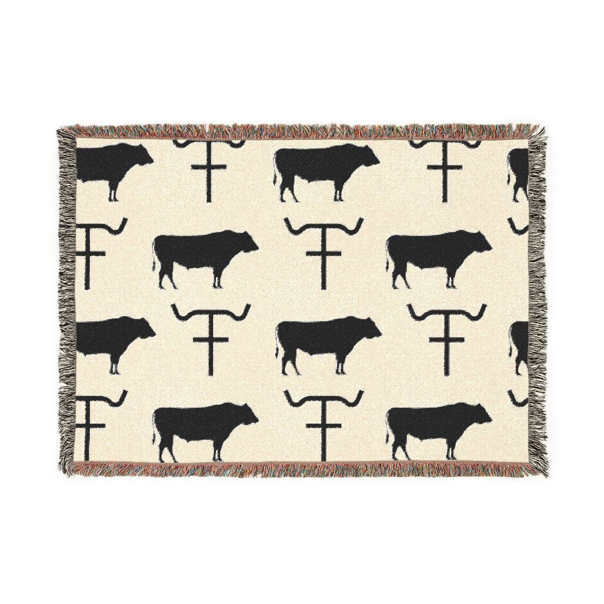 Cow & Brand Woven Blanket — Western Ranch Throw