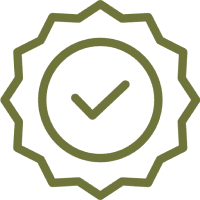 Checkmark badge on black background.